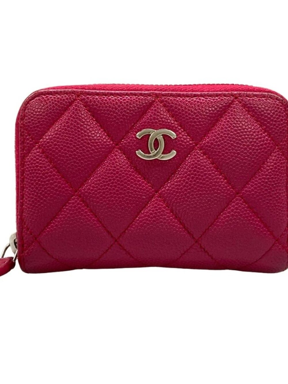 CHANEL Classic Zip Coin Purse/Matelasse AP0216 Pink Calfskin Coin Case